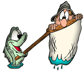 Funny Fishing Clipart  The Fish Has The Camper In His Net Yumm Ever