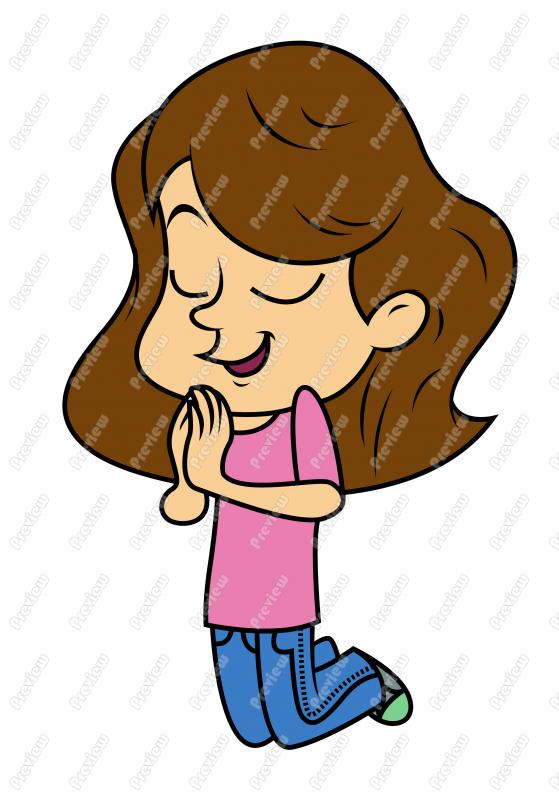Girl Child Praying Clip Art   Royalty Free Clipart   Vector Cartoon