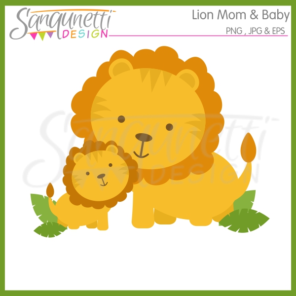 Lion Mom And Baby Clipart