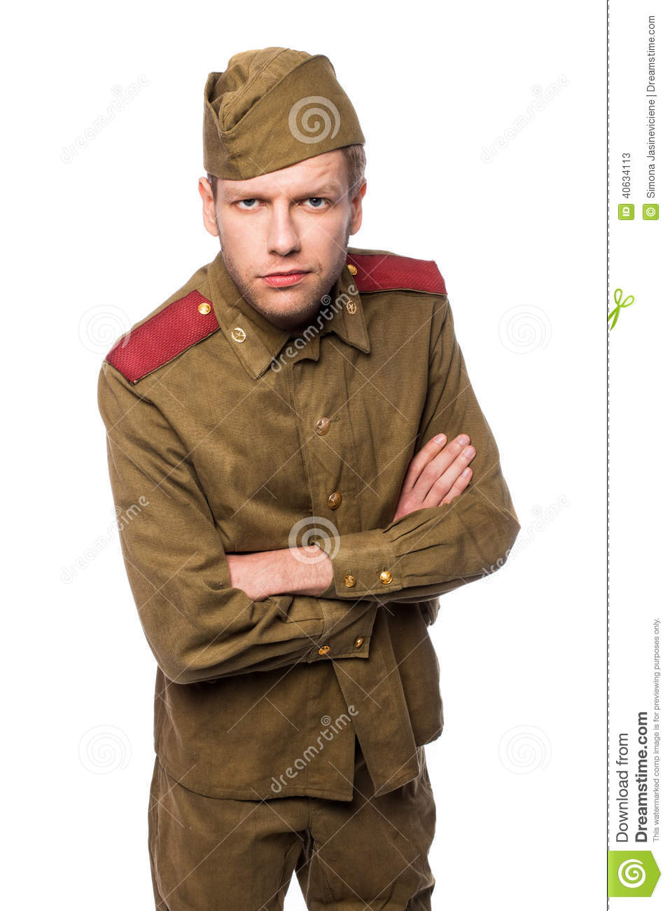 Second World War Russian Soldier Angry Looking  Studio Portrait