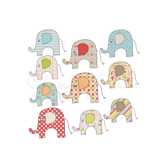 Silly Monster Elephant Clipart Clip Art Chevron Scribbles Polka Dots    
