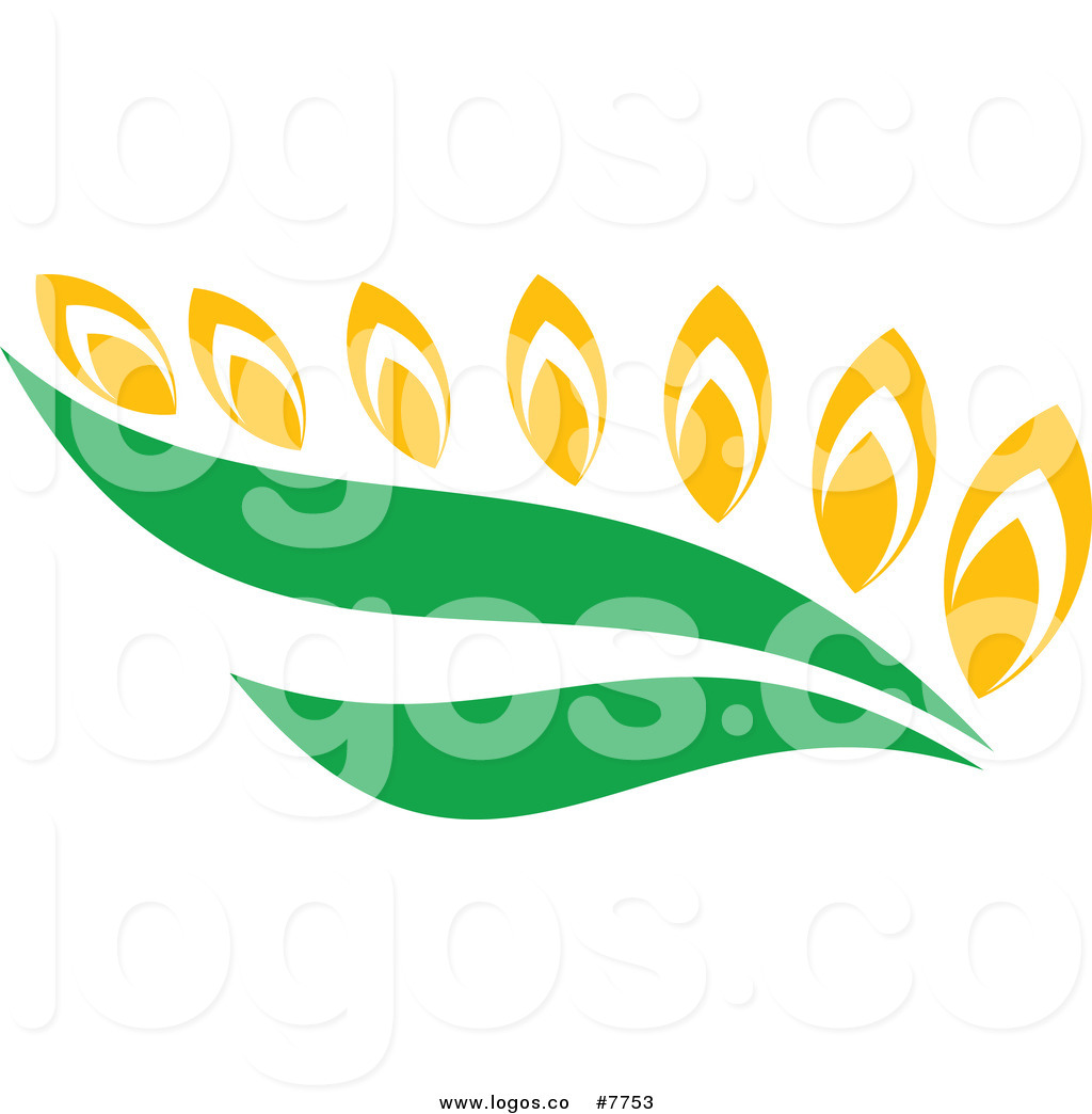 Vector Illustration Wheat And Green Leaves Logo This Clipart