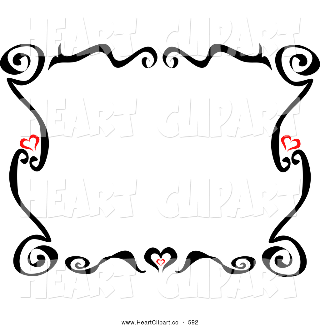 Art Of A Simple Black Tattoo Border With Little Red Hearts Over White