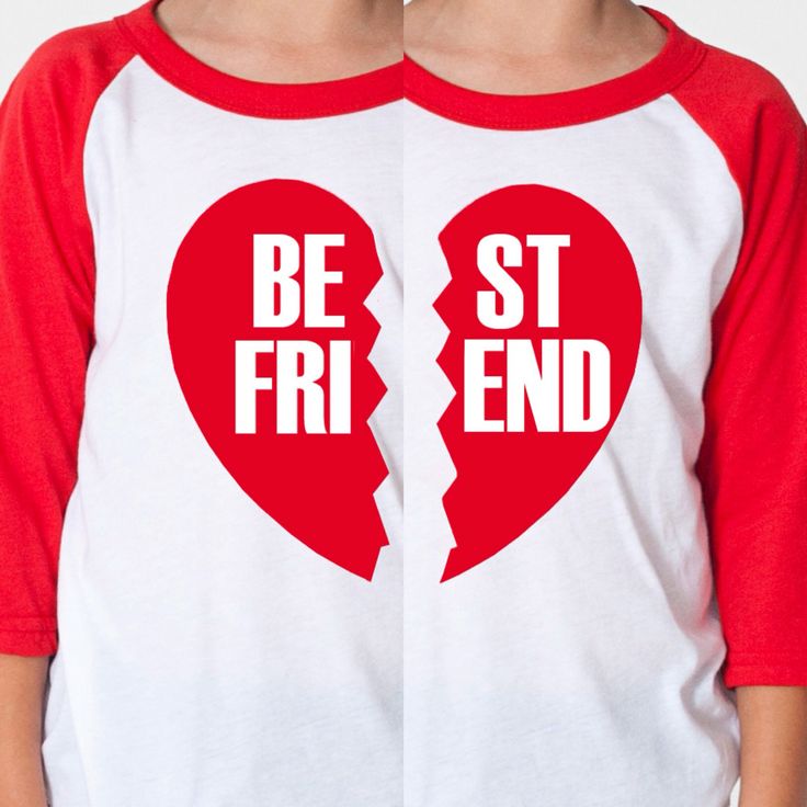 Bff Best Friends Forever Black Or Red Heart Solid White Tee  Red Base    