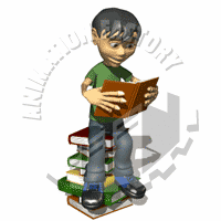 Boy Reading Book Animated Clipart