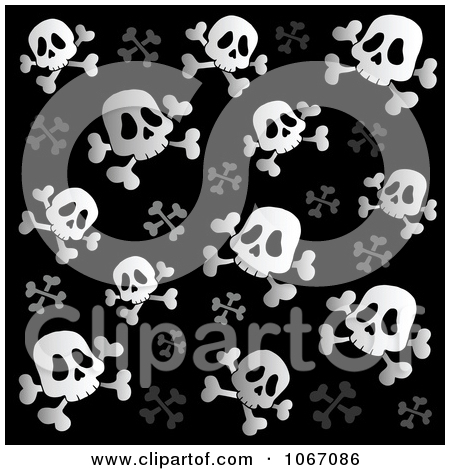 Clipart Black And White Skull And Crossbone Frame   Royalty Free