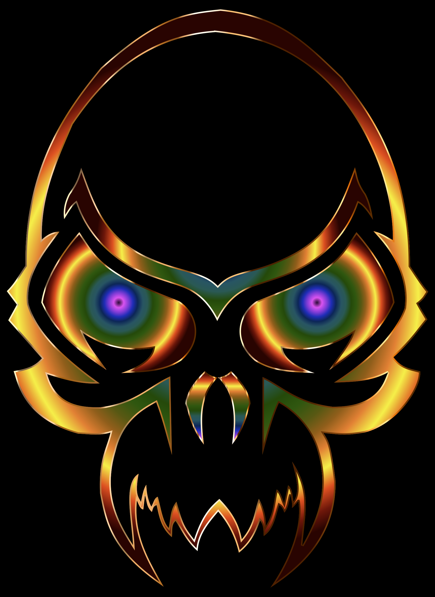 Clipart   Colorful Skull 2 With Black Background
