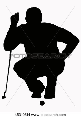 Clipart   Sport Silhouette   Golfer Sizing Put Up  Fotosearch   Search