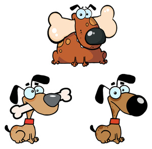 Dogs Clipart Image  Clipart Illustration Of Three Cartoon Dogs Sitting