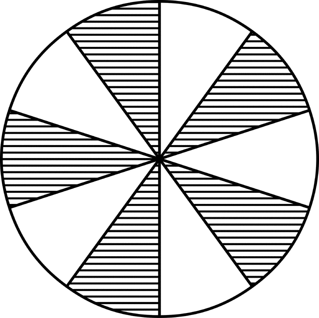 Fraction Pie Divided Into Tenths