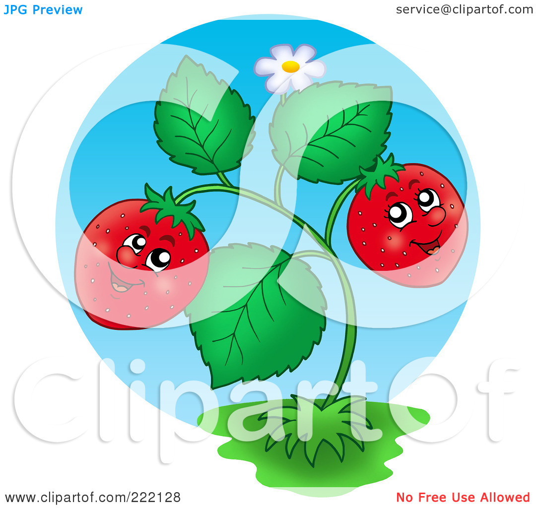 Free  Rf  Clipart Illustration Of A Happy Strawberry Plant Smiling