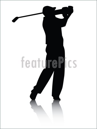 Golfer Silhouette With Shadow Illustration