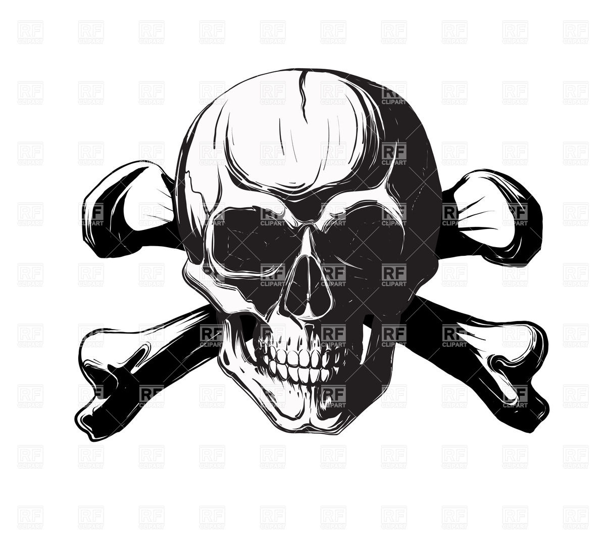 Human Skull And Bones  Pirate Symbol Isolated On A White Background