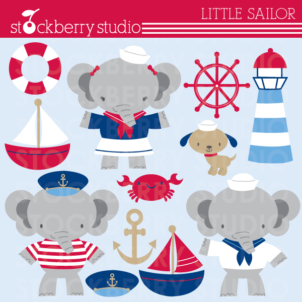 Little Sailor Clipart Set  12 Clipart Designs