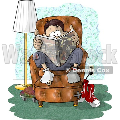 Living Room Chair While Reading A Book Clipart Picture   Djart  6315
