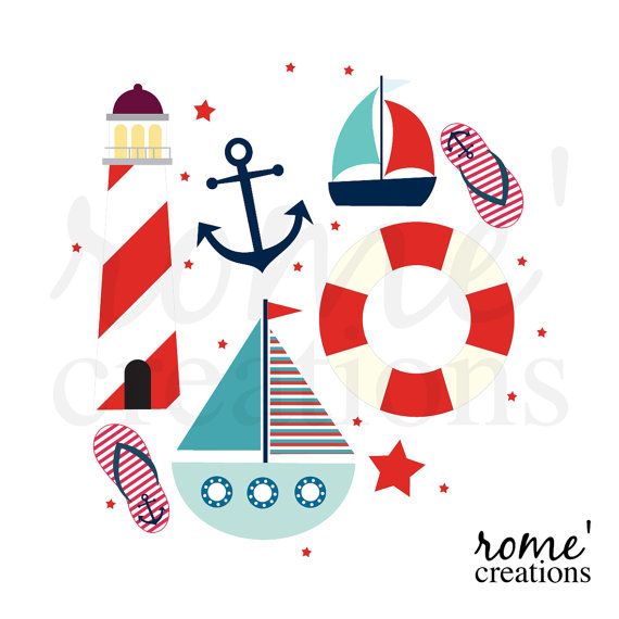Marine Summer Sailor Digital Clip Art Set By Romecreations On Etsy  5    