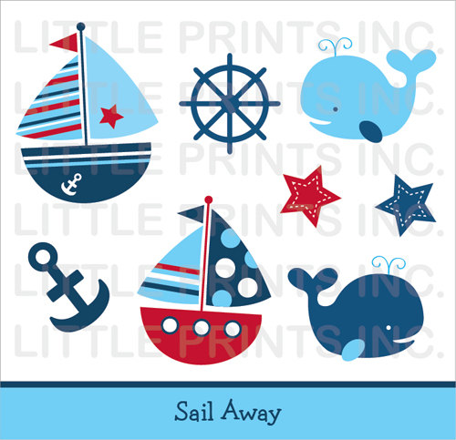 Nautical Sailboat Clipart Instant Download By Littleprintsparties