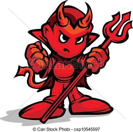 Of A Tough Kid Demon Or Devil With Pitchfork In Hands   Csp10545597