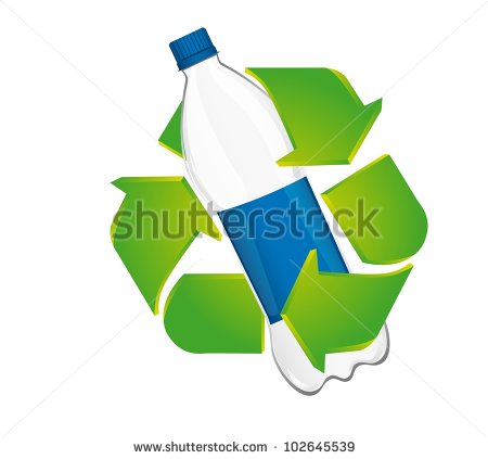 Recycle Sign With Plastic Bottle Isolated Over White Background