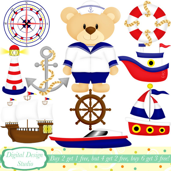 Sailor Bear Clipart Sailor Ted Clip Art Set
