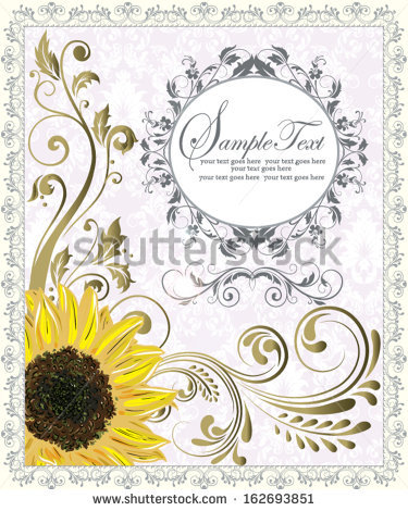 Sunflower Wedding Invitation Stock Vector Illustration 162693851