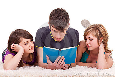 Teenagers Reading A Book Stock Images   Image  15777924