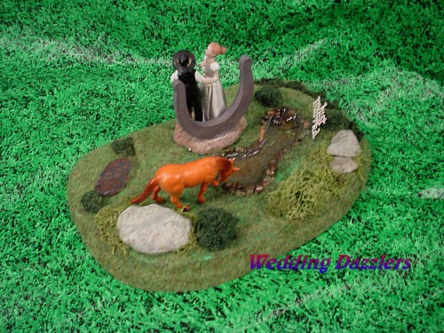 Tying The Knot Western Groom Horse Rustic Funny Wedding Caketopper W1    