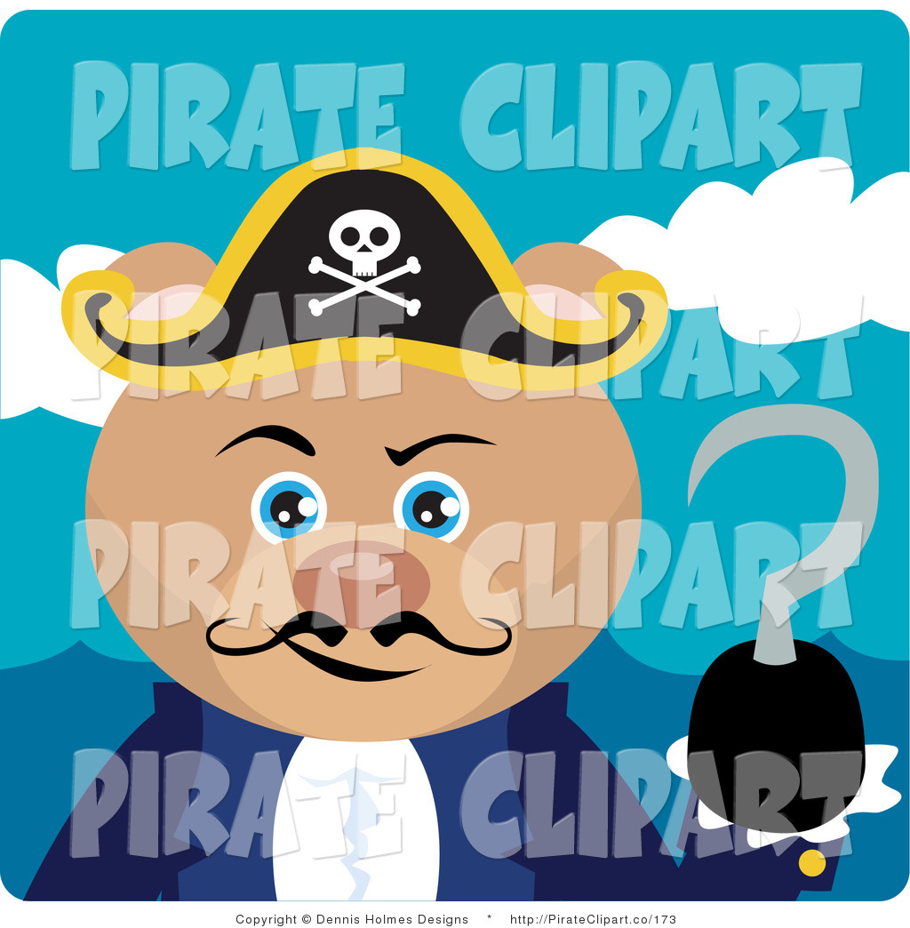 Vector Clip Art Of A Captain Pirate And Crew On His Wooden Pirate Ship