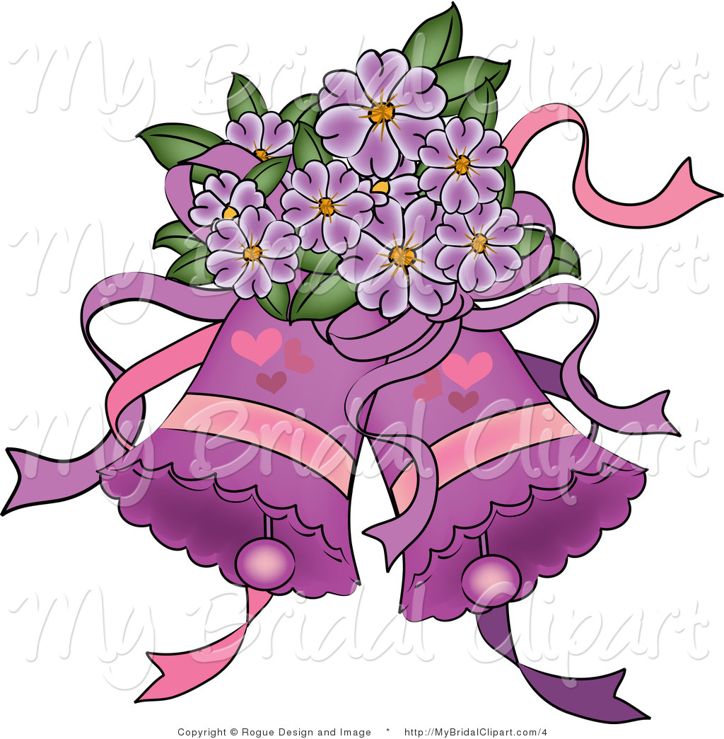     Vector Clipart Of Purple Wedding Bells And Flowers By Pams Clipart