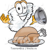 Vector Of A Cartoon Tornado Mascot Beside A Thanksgiving Turkey By