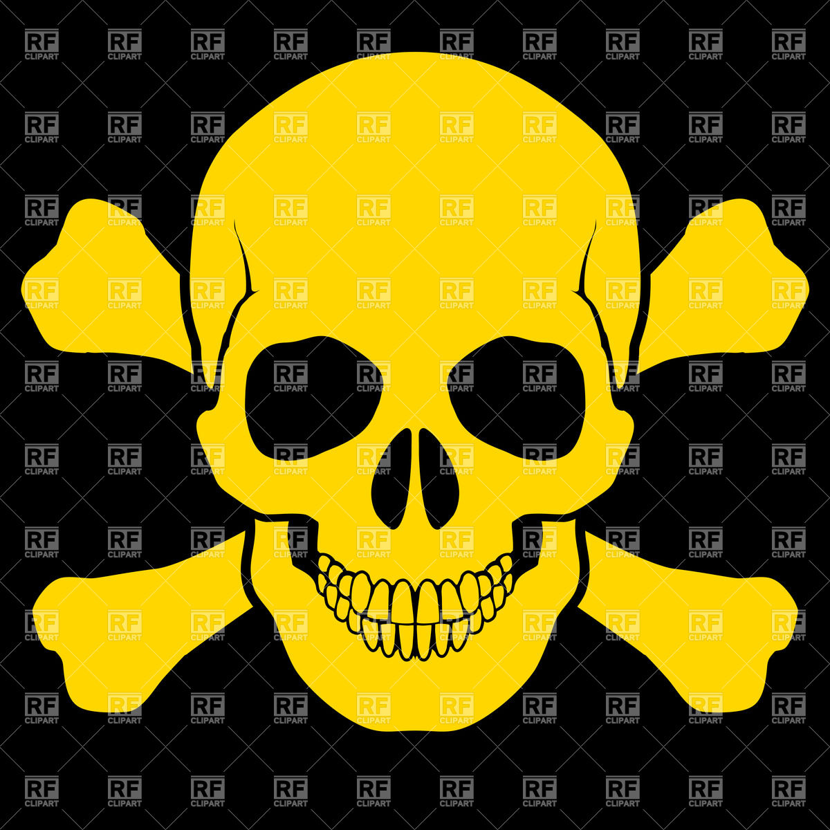 Yellow Skull And Cross Bones On Black Background Download Royalty    