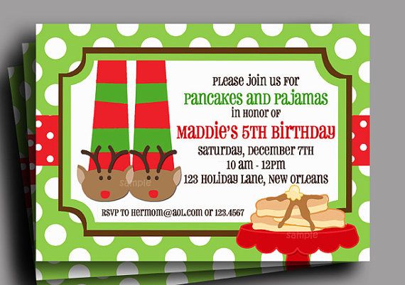 Christmas Pajamas And Pancakes Invitation By Thatpartychick  15 00
