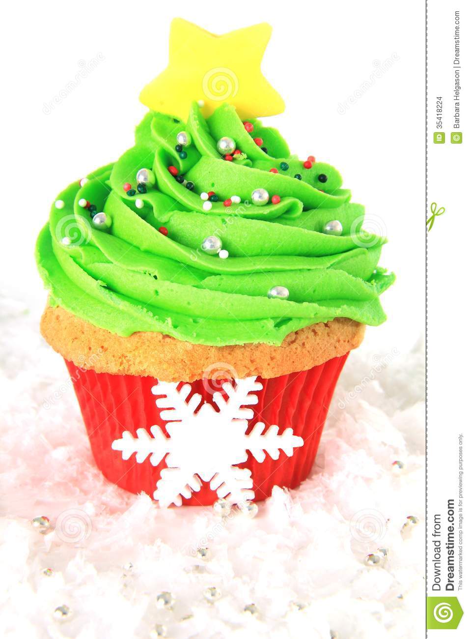 Christmas Tree Cupcake Stock Images   Image  35418224