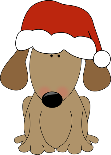 Dog Wearing A Santa Hat Clip Art   Cute Brown Dog Wearing A Red Santa