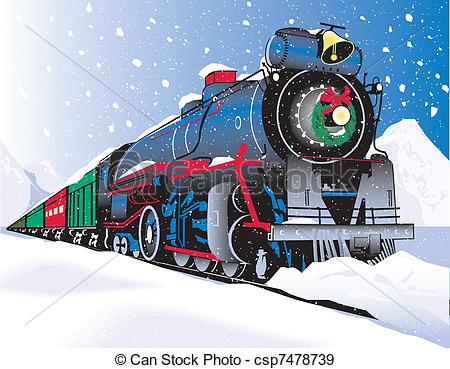Eps Vectors Of Christmas Train   A Christmas Themed Train Plowing