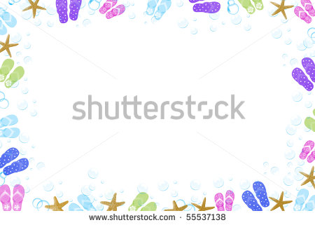 Flip Flop Border With Starfish And Bubbles Stock Photo 55537138    