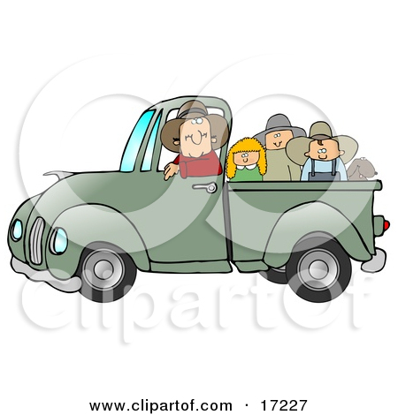 Friendly Caucasian Farmer Man Driving And Giving A Dog A Boy    By