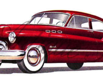 Instant Digital Download Vintage Car Clip Art 1950 Buick Red Coupe