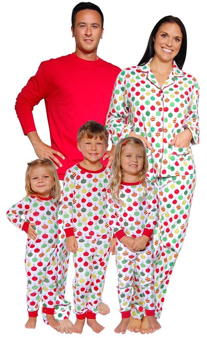 Matching Christmas Pjs For The Family With Ornaments