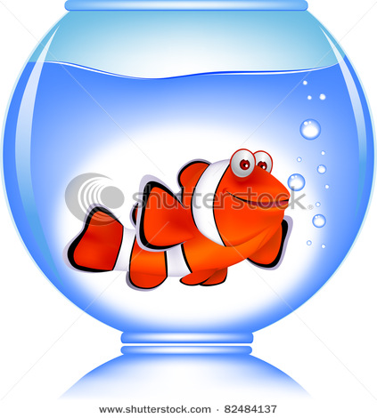 Picture Of A Clown Fish In A Fishbowl Or Aquarium In This Vector Clip    