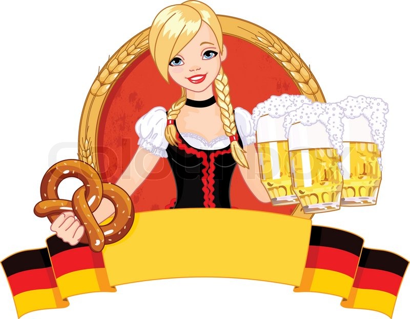 Stock Vector Of  Illustration Of Funny German Girl Serving Beer