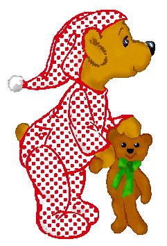 Teddy Bear In Pajamas Holding Toy Teddy   Christmas