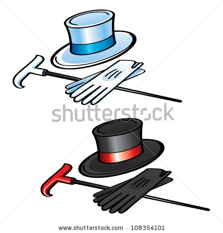 Top Hat And Cane Clipart Stock Vector Top Hat Gloves And Cane Elegant