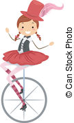 Unicycle Circus Girl   Illustration Of A Female Circus