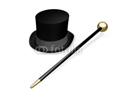 White Top Hat And Cane