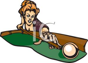 Woman Playing Billards   Royalty Free Clipart Picture