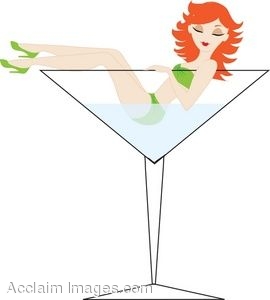 Woman Wearing A Bathing Suit Sitting In A Martini Glass  Clipart