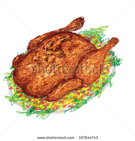 Chicken In A Plate With Side Dish And Vegestables    Stock Photo