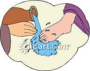 Christ Washing The Foot Of His Disciple   Royalty Free Clipart Picture