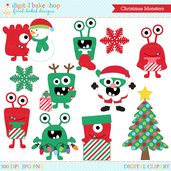 Christmas Clipart Clip Art Monsters   Christmas Monsters Clipart